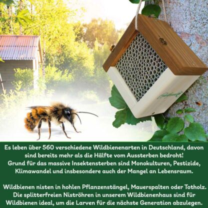 Wildbienenhaus Nisthilfe mit Kordel Tierfakt